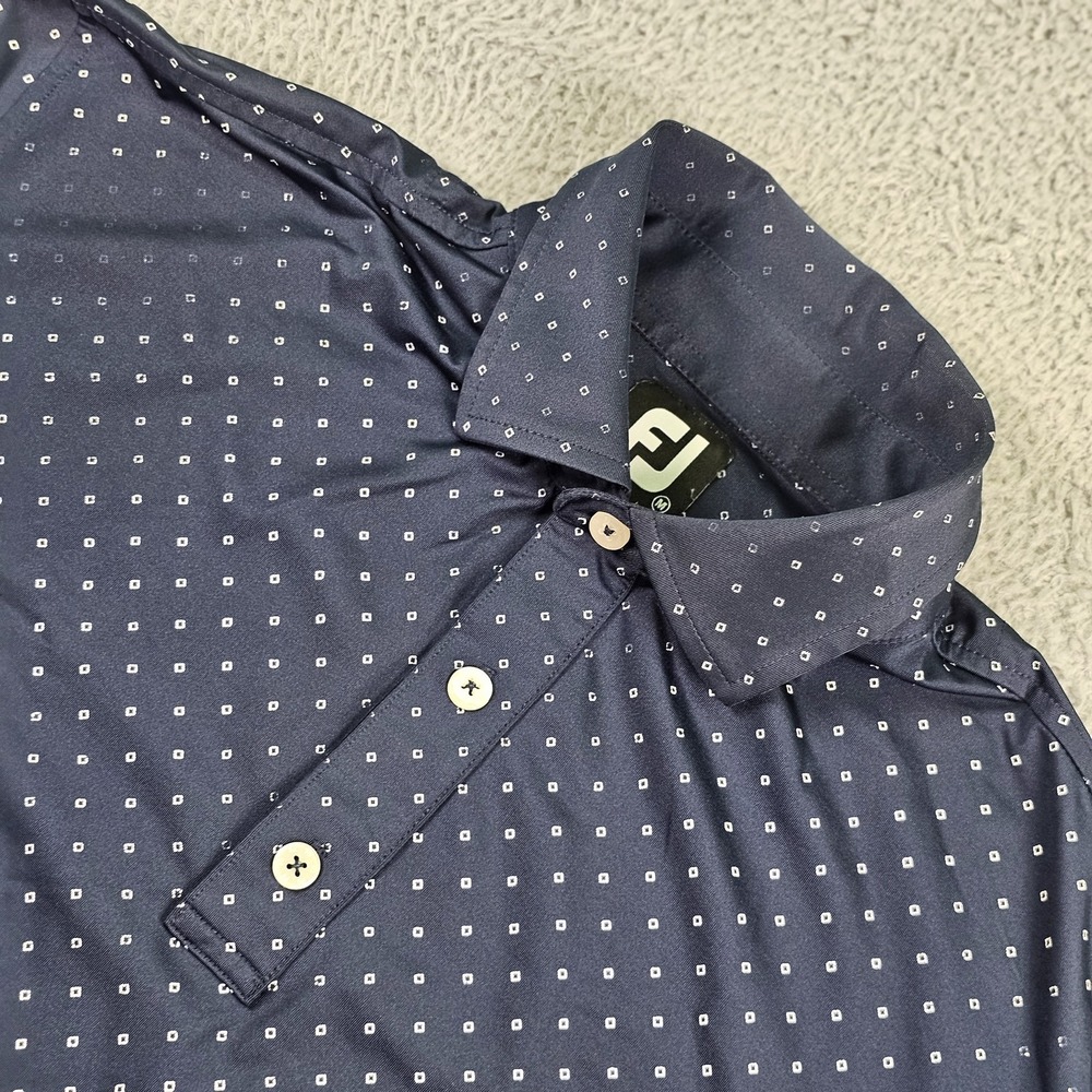FootJoy Golf Polo Shirt Mens Medium Performance Stretch 1891 Crest Pattern